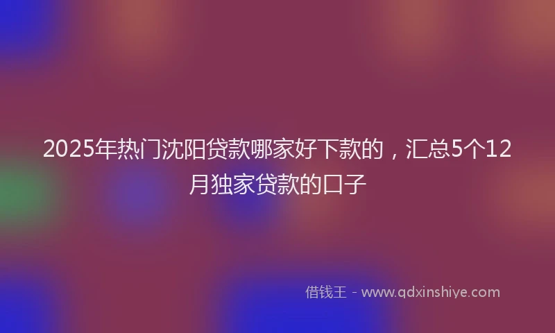 2025年热门沈阳贷款哪家好下款的，汇总5个12月独家贷款的口子