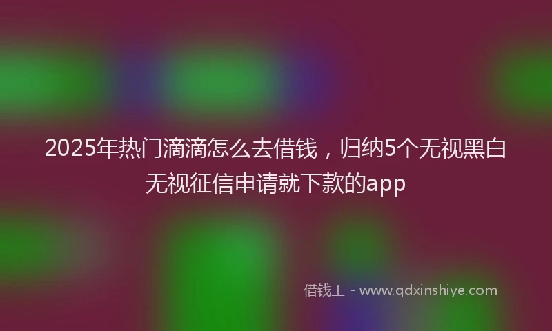 2025年热门滴滴怎么去借钱，归纳5个无视黑白无视征信申请就下款的app
