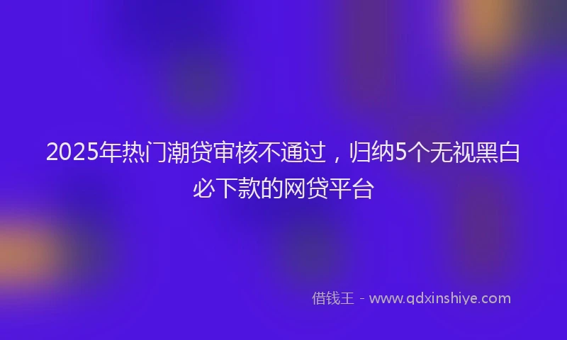 2025年热门潮贷审核不通过，归纳5个无视黑白必下款的网贷平台