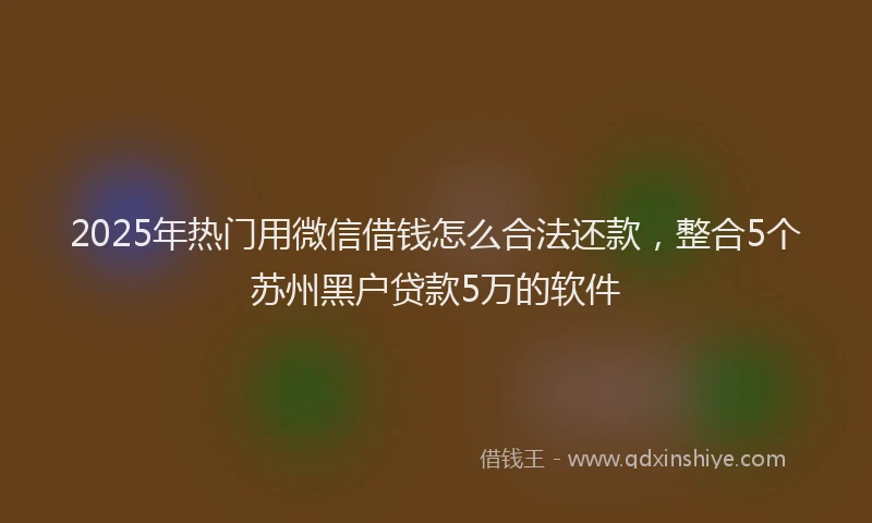 2025年热门用微信借钱怎么合法还款，整合5个苏州黑户贷款5万的软件