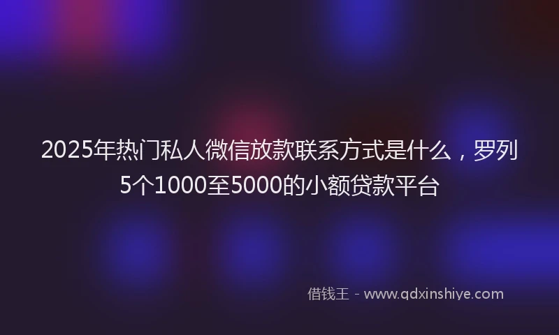 2025年热门私人微信放款联系方式是什么，罗列5个1000至5000的小额贷款平台