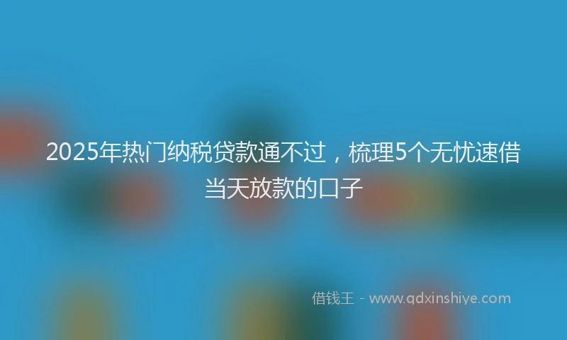 2025年热门纳税贷款通不过，梳理5个无忧速借当天放款的口子