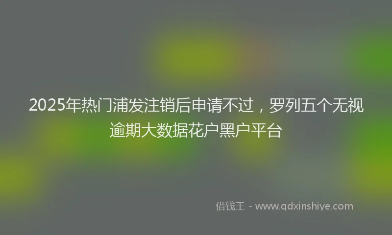 2025年热门浦发注销后申请不过，罗列五个无视逾期大数据花户黑户平台