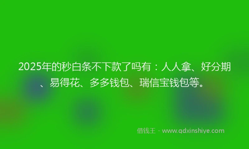 2025年的秒白条不下款了吗有：人人拿、好分期、易得花、多多钱包、瑞信宝钱包等。