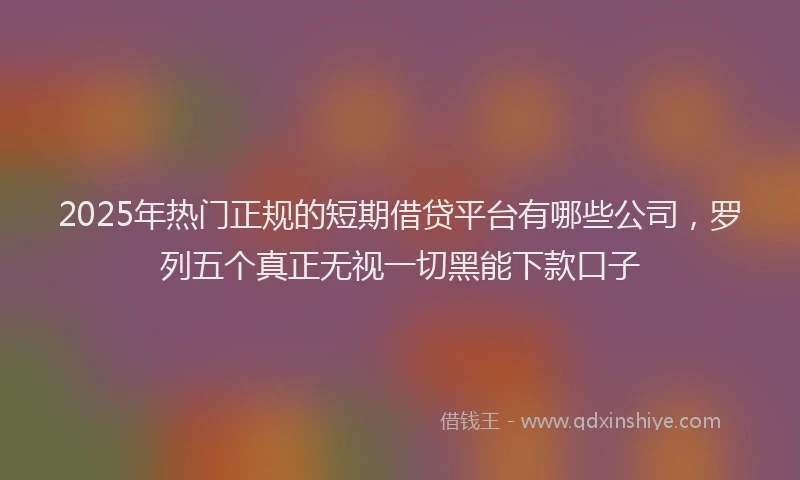 2025年热门正规的短期借贷平台有哪些公司，罗列五个真正无视一切黑能下款口子