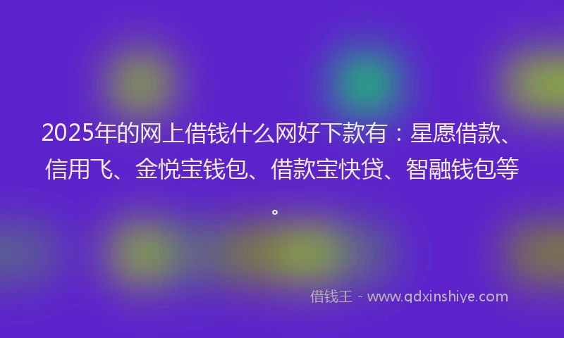 2025年的网上借钱什么网好下款有：星愿借款、信用飞、金悦宝钱包、借款宝快贷、智融钱包等。