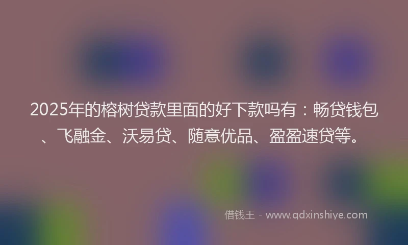 2025年的榕树贷款里面的好下款吗有：畅贷钱包、飞融金、沃易贷、随意优品、盈盈速贷等。