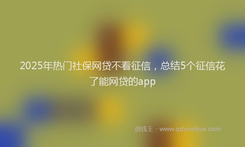 2025年热门社保网贷不看征信，总结5个征信花了能网贷的app