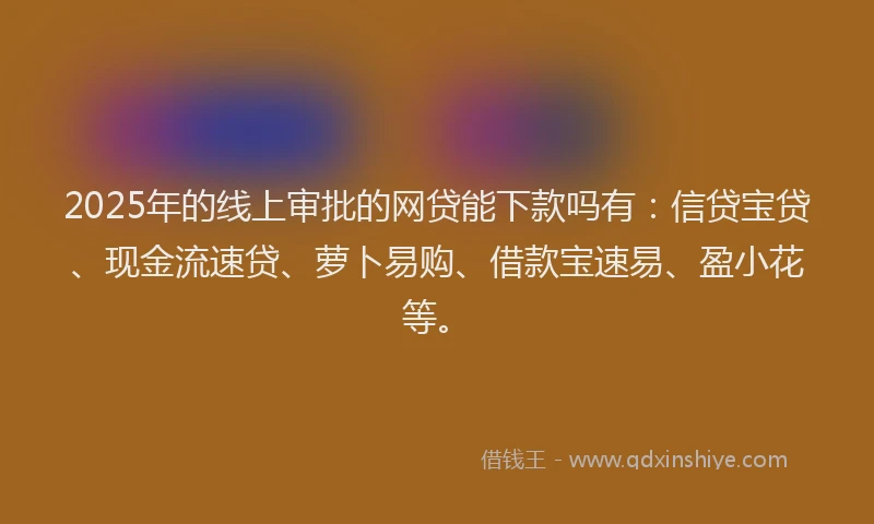 2025年的线上审批的网贷能下款吗有：信贷宝贷、现金流速贷、萝卜易购、借款宝速易、盈小花等。