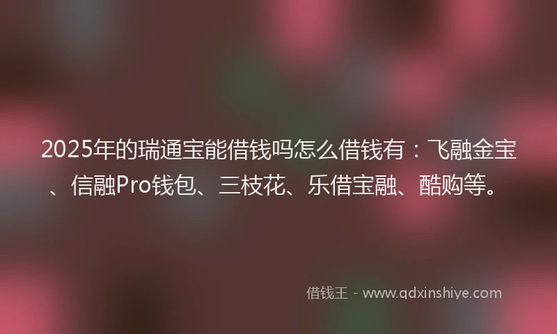 2025年的瑞通宝能借钱吗怎么借钱有：飞融金宝、信融Pro钱包、三枝花、乐借宝融、酷购等。
