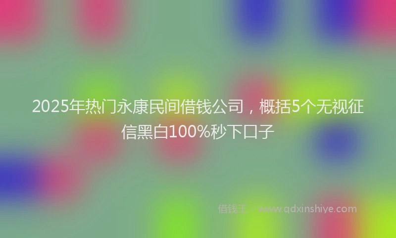2025年热门永康民间借钱公司，概括5个无视征信黑白100%秒下口子