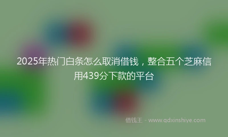 2025年热门白条怎么取消借钱，整合五个芝麻信用439分下款的平台