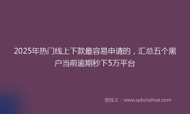 2025年热门线上下款最容易申请的，汇总五个黑户当前逾期秒下5万平台