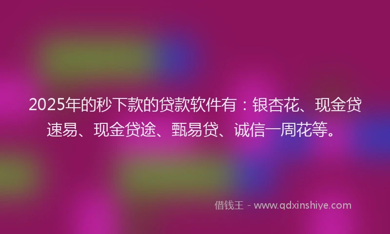 2025年的秒下款的贷款软件有：银杏花、现金贷速易、现金贷途、甄易贷、诚信一周花等。