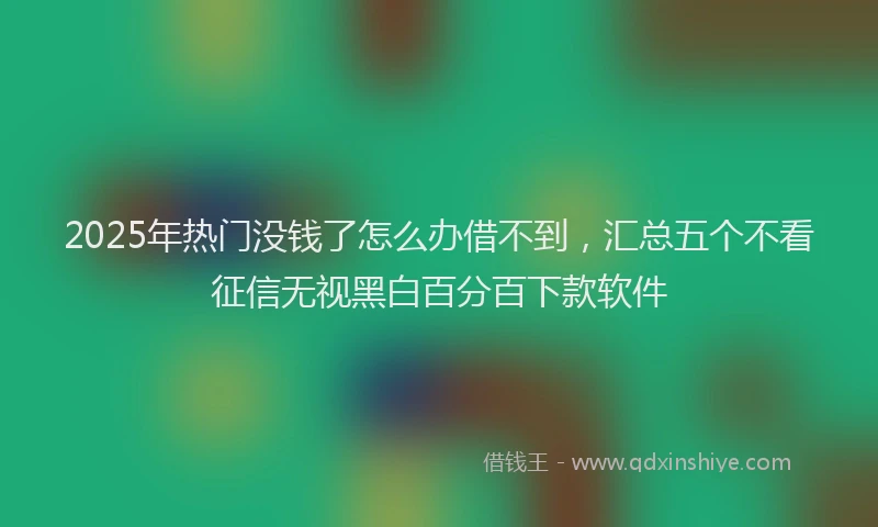 2025年热门没钱了怎么办借不到，汇总五个不看征信无视黑白百分百下款软件