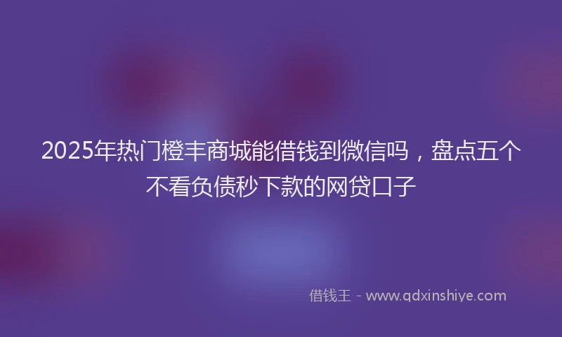 2025年热门橙丰商城能借钱到微信吗，盘点五个不看负债秒下款的网贷口子