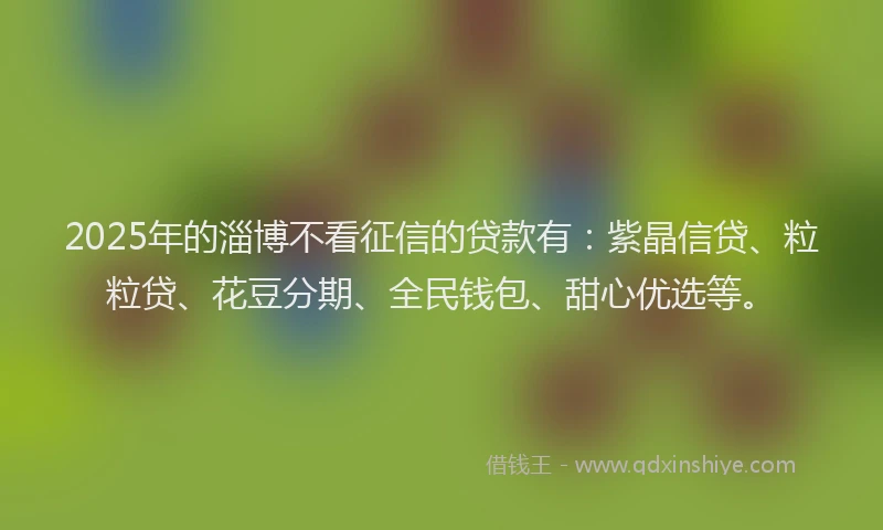 2025年的淄博不看征信的贷款有：紫晶信贷、粒粒贷、花豆分期、全民钱包、甜心优选等。