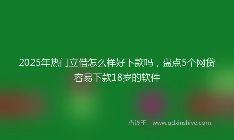 2025年热门立借怎么样好下款吗，盘点5个网贷容易下款18岁的软件