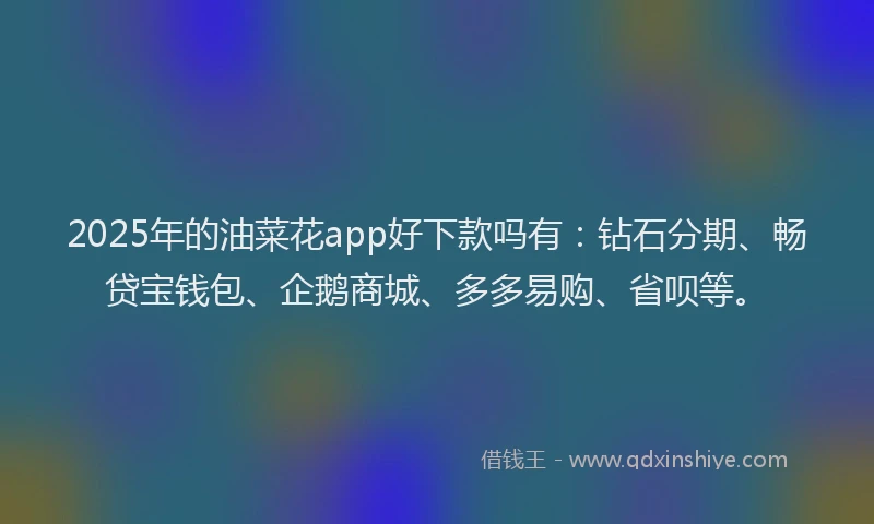 2025年的油菜花app好下款吗有：钻石分期、畅贷宝钱包、企鹅商城、多多易购、省呗等。