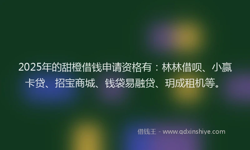 2025年的甜橙借钱申请资格有：林林借呗、小赢卡贷、招宝商城、钱袋易融贷、玥成租机等。