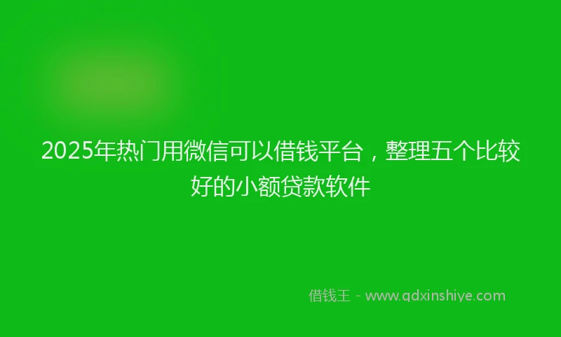 2025年热门用微信可以借钱平台，整理五个比较好的小额贷款软件