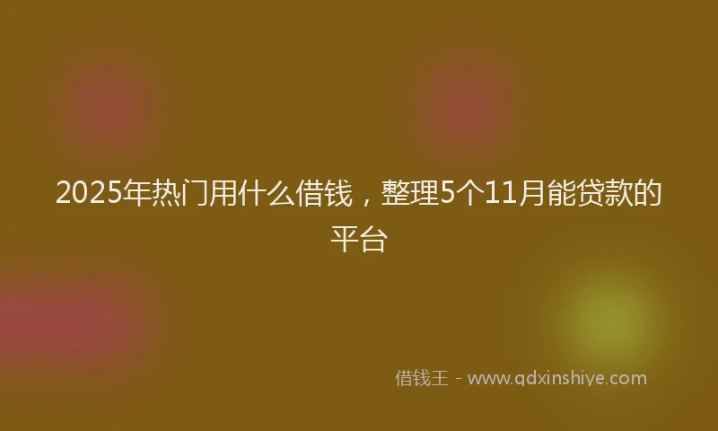 2025年热门用什么借钱，整理5个11月能贷款的平台