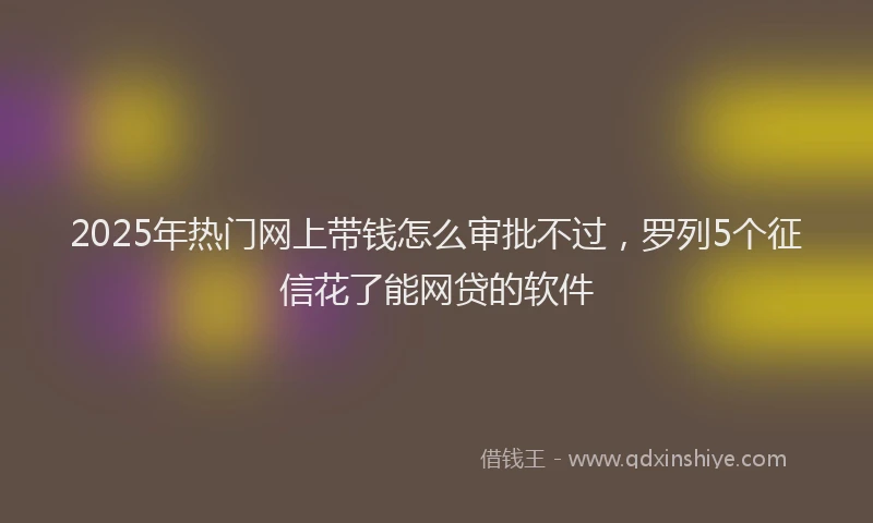 2025年热门网上带钱怎么审批不过，罗列5个征信花了能网贷的软件