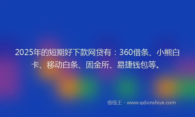 2025年的短期好下款网贷有：360借条、小熊白卡、移动白条、固金所、易捷钱包等。
