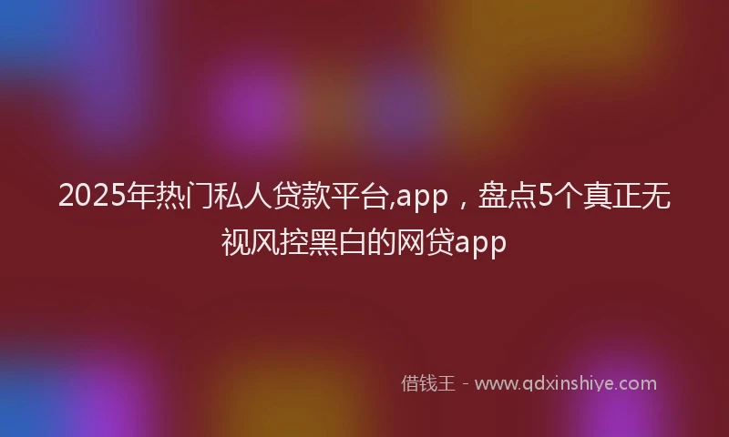 2025年热门私人贷款平台,app，盘点5个真正无视风控黑白的网贷app