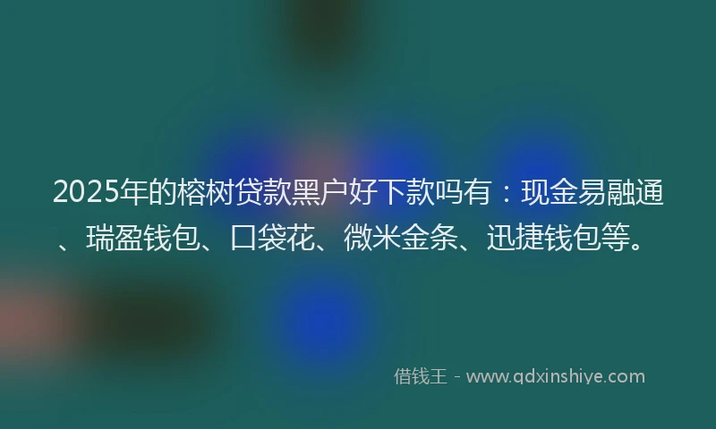 2025年的榕树贷款黑户好下款吗有：现金易融通、瑞盈钱包、口袋花、微米金条、迅捷钱包等。