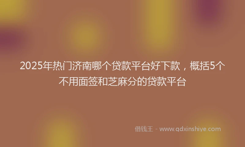 2025年热门济南哪个贷款平台好下款，概括5个不用面签和芝麻分的贷款平台