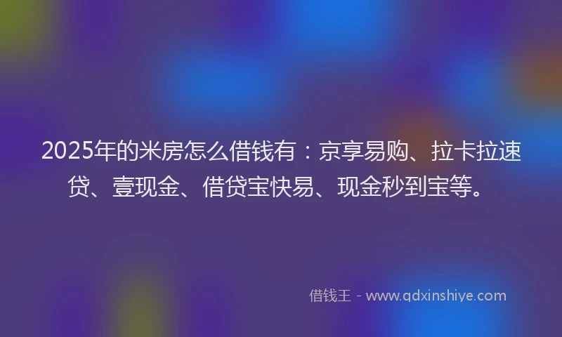 2025年的米房怎么借钱有：京享易购、拉卡拉速贷、壹现金、借贷宝快易、现金秒到宝等。