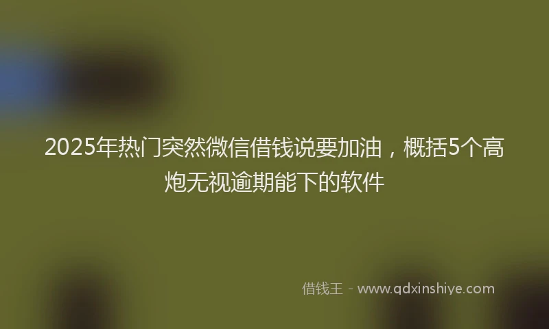 2025年热门突然微信借钱说要加油，概括5个高炮无视逾期能下的软件