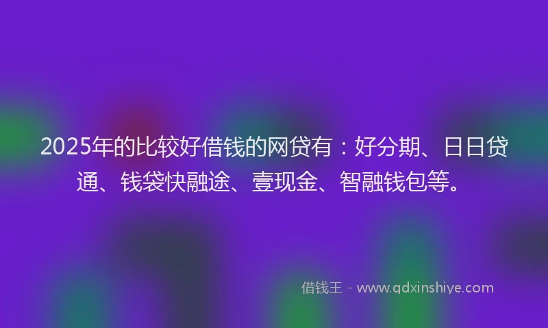 2025年的比较好借钱的网贷有：好分期、日日贷通、钱袋快融途、壹现金、智融钱包等。