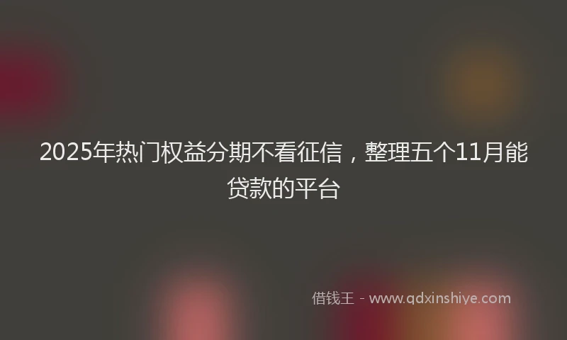 2025年热门权益分期不看征信，整理五个11月能贷款的平台