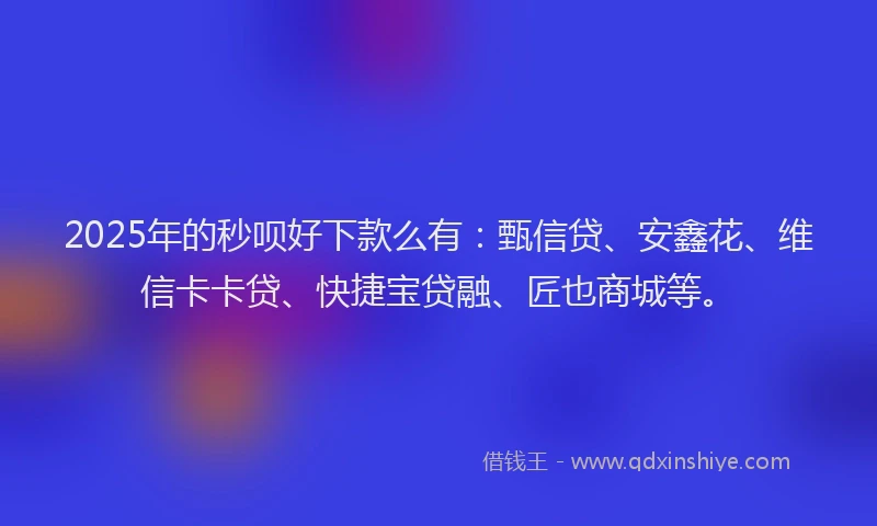 2025年的秒呗好下款么有：甄信贷、安鑫花、维信卡卡贷、快捷宝贷融、匠也商城等。