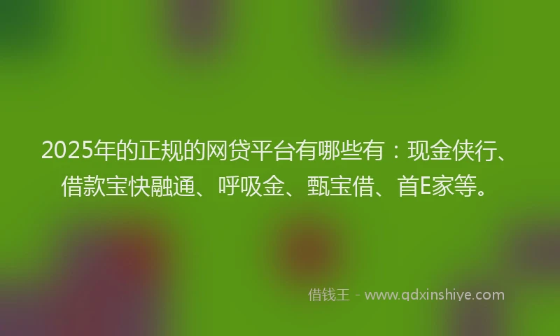 2025年的正规的网贷平台有哪些有：现金侠行、借款宝快融通、呼吸金、甄宝借、首E家等。