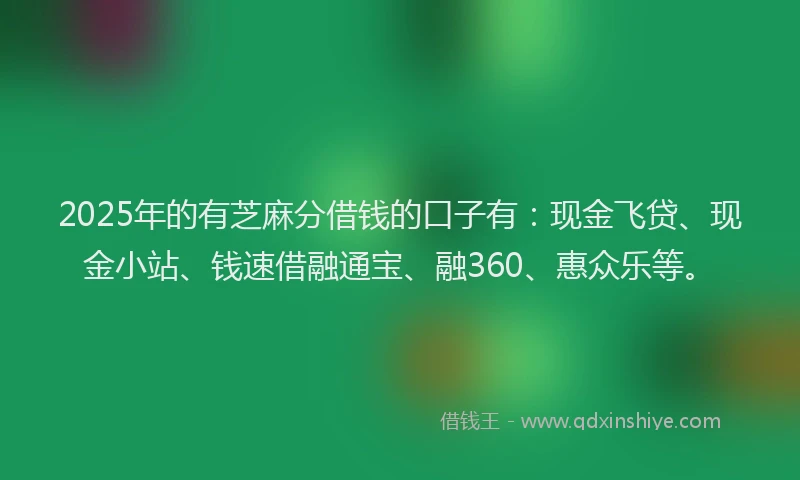 2025年的有芝麻分借钱的口子有：现金飞贷、现金小站、钱速借融通宝、融360、惠众乐等。