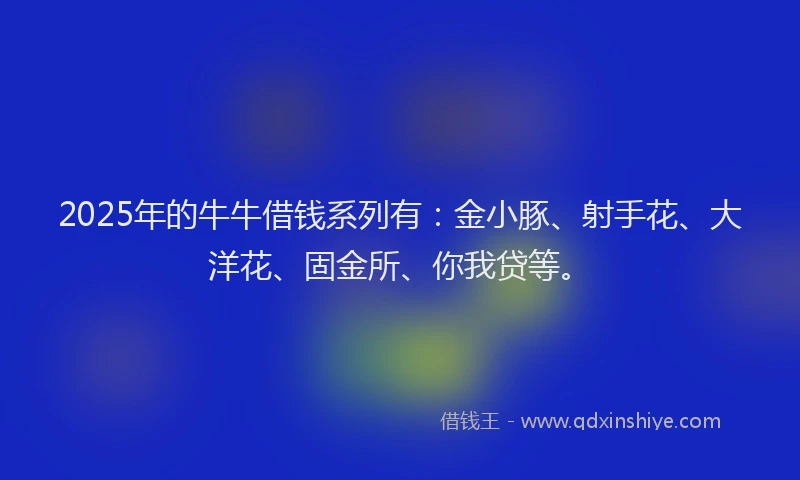 2025年的牛牛借钱系列有：金小豚、射手花、大洋花、固金所、你我贷等。