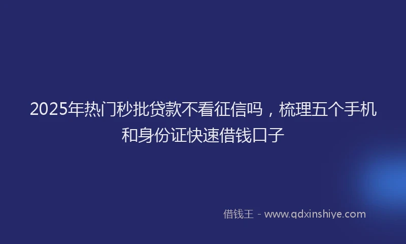 2025年热门秒批贷款不看征信吗，梳理五个手机和身份证快速借钱口子