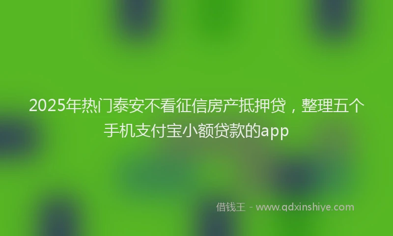 2025年热门泰安不看征信房产抵押贷，整理五个手机支付宝小额贷款的app