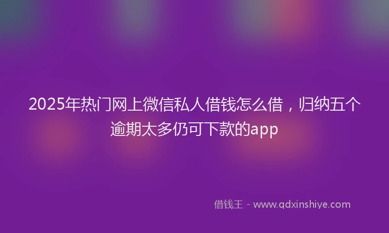 2025年热门网上微信私人借钱怎么借，归纳五个逾期太多仍可下款的app