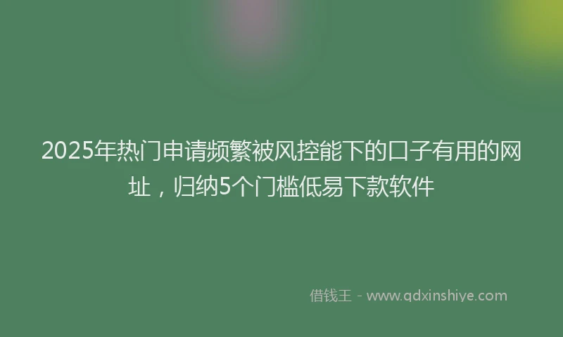 2025年热门申请频繁被风控能下的口子有用的网址，归纳5个门槛低易下款软件
