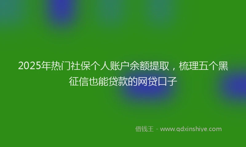 2025年热门社保个人账户余额提取，梳理五个黑征信也能贷款的网贷口子