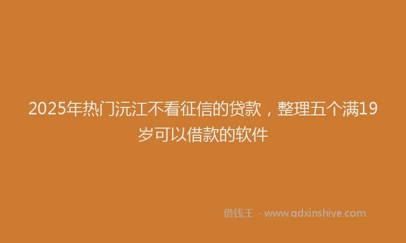 2025年热门沅江不看征信的贷款，整理五个满19岁可以借款的软件