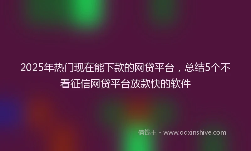 2025年热门现在能下款的网贷平台，总结5个不看征信网贷平台放款快的软件