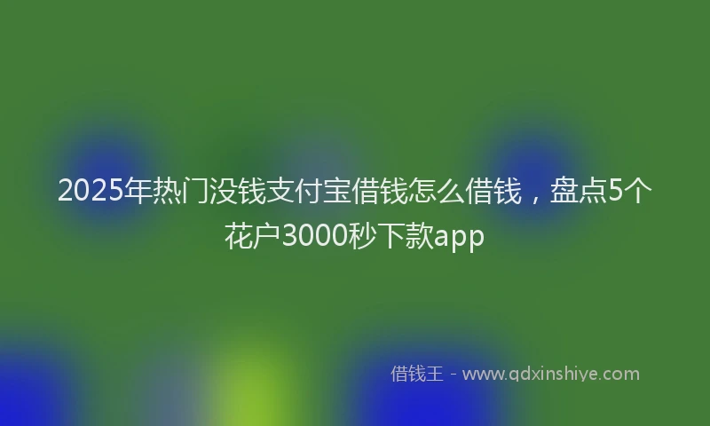 2025年热门没钱支付宝借钱怎么借钱，盘点5个花户3000秒下款app