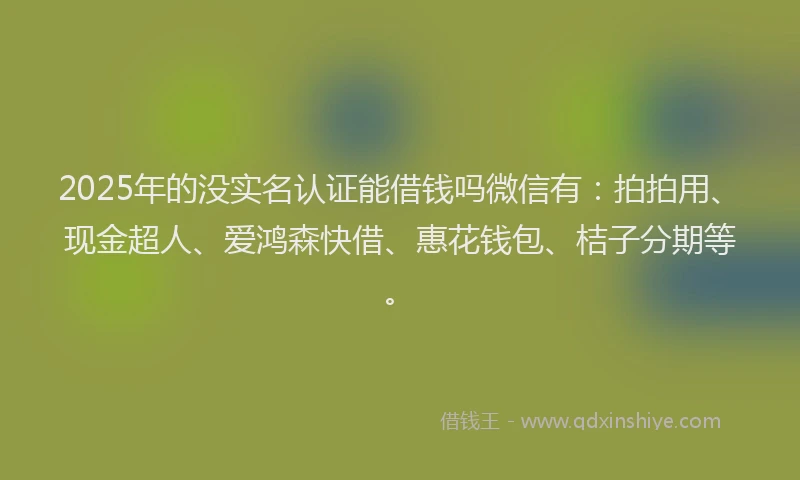 2025年的没实名认证能借钱吗微信有：拍拍用、现金超人、爱鸿森快借、惠花钱包、桔子分期等。