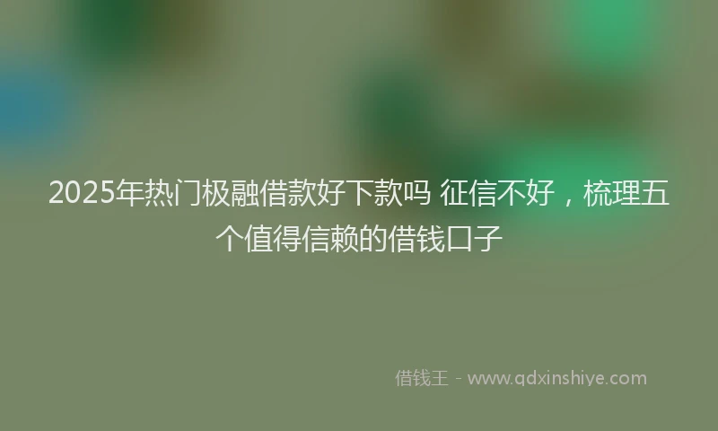 2025年热门极融借款好下款吗 征信不好，梳理五个值得信赖的借钱口子