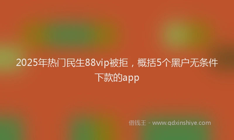 2025年热门民生88vip被拒，概括5个黑户无条件下款的app